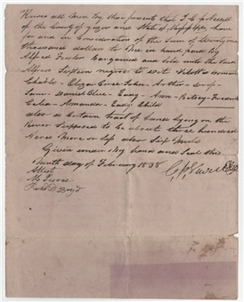 1838 Mississippi Bill of Sale for Purchase of 16 Negro Slaves